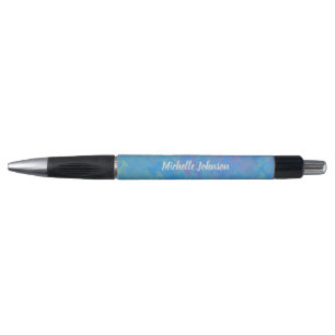 Personalized Bright Blue Marbled Art Pen
