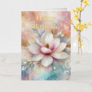 Personalized Bright Colored Pink Roses Birthday Foil Greeting Card