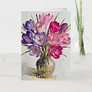 Personalized Bright Coloured Pink Roses Birthday Foil Greeting Card