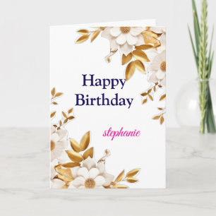 Personalized Bright Coloured Pink Roses Birthday Holiday Card