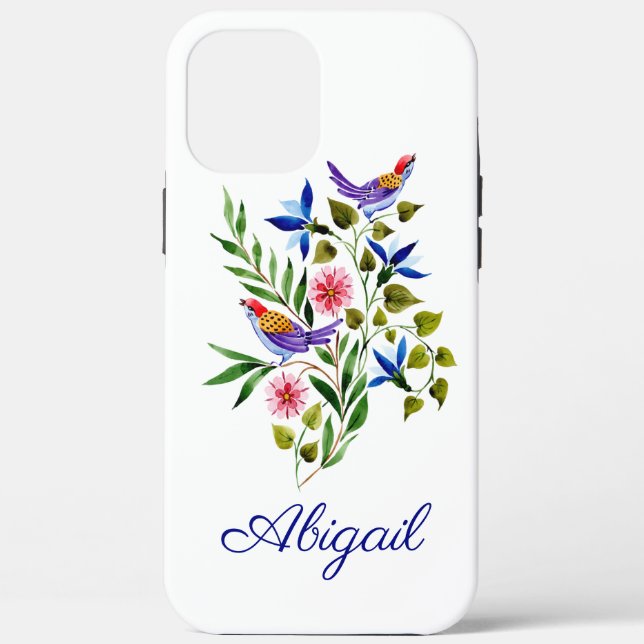 Personalized Bright Colourful Birds and Flowers  Case-Mate iPhone Case (Back)