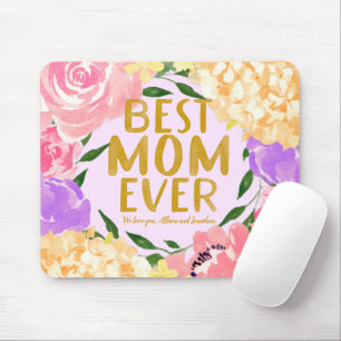 Personalized Bright Floral Best Mom Ever Mother's Mouse Pad