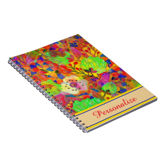 Personalized Bright floral Notebook (Right Side)
