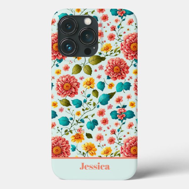 Personalized Bright Floral Pattern Case-Mate iPhone Case (Back)