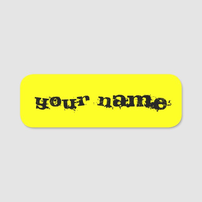 Personalized Bright Fluorescent Neon Yellow Name Tag (Front)