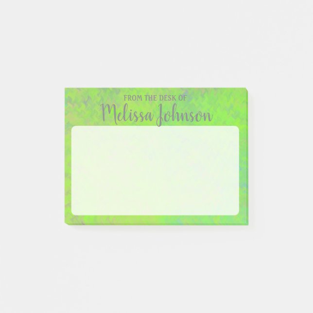Personalized Bright Green Marbled Art Post-it Notes (Front)
