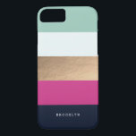 Personalized | Bright Heues iPhone 8/7 Case<br><div class="desc">Bright and bold striped design that can be personalized with a name. | Designed by Shelby Allison</div>