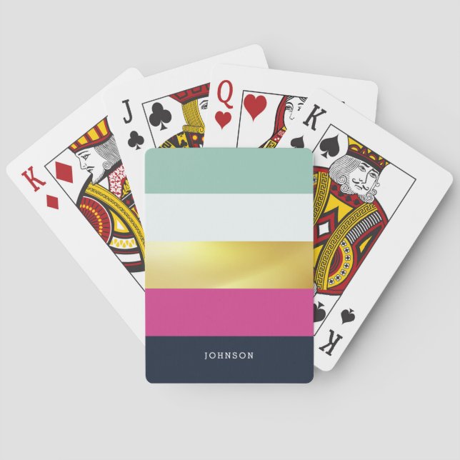 Personalized Bright Heues & Faux Gold Playing Cards (Back)