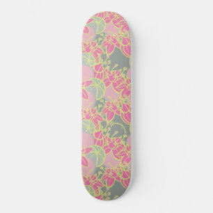 Personalized Bright Modern Bud & Flower Pattern Skateboard