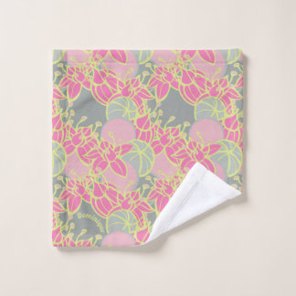 Personalized Bright Modern Bud & Flower Pattern Wash Cloth