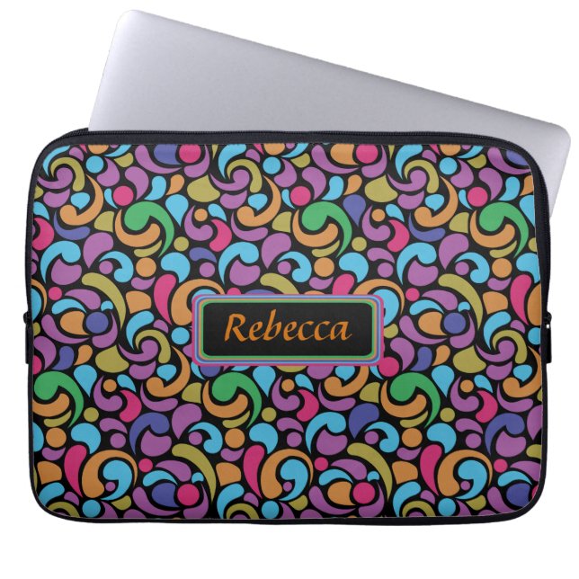 Personalized Bright multi shape pattern Laptop Sleeve (Front)