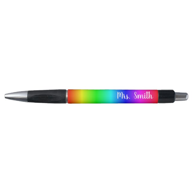 Personalized Bright Multicolored Rainbow Ombre Pen (Front)