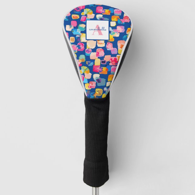 Personalized Bright Painted Abstract Name Golf Head Cover (Front)