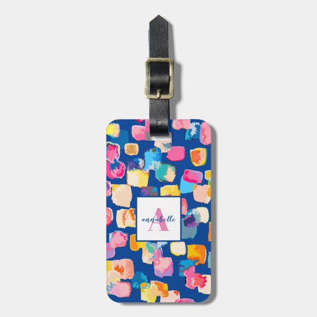 Personalized Bright Painted Abstract Name Luggage  Tag (Front Vertical)