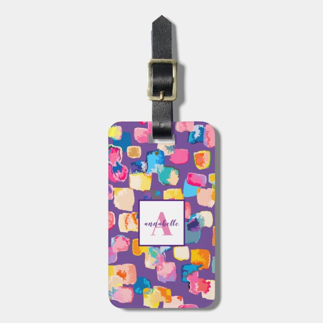 Personalized Bright Painted Abstract Name Luggage Tag (Front Vertical)