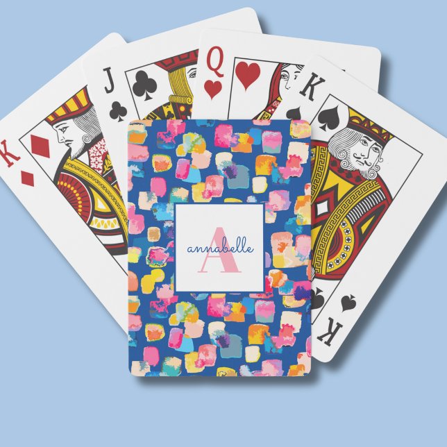 Personalized Bright Painted Abstract Name Playing Cards (bright abstract geometric playing cards)