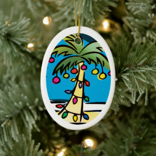 Personalized Bright Palm Tree Christmas Ornament