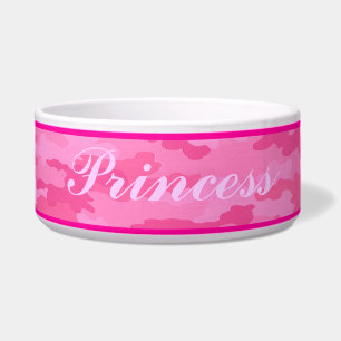 Personalized Bright Pink Camouflage Pet Bowl