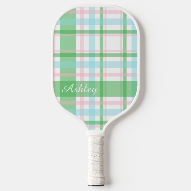  Personalized Bright Plaid (Prep)    Pickleball Paddle (Front)