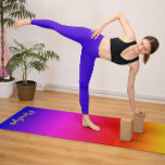 Personalized Bright Rainbow Ombre Yoga Mat<br><div class="desc">Create your own personalized bright rainbow ombre mat. There are some matching yoga pants. Try a different handwriting calligraphy font style. Colours in the ombre… bright blue,  purple,  hot pink,  red,  orange to golden yellow.</div>