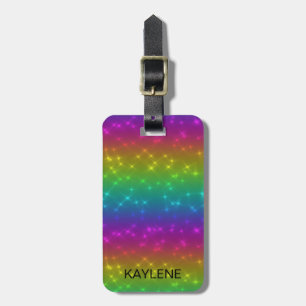 Personalized Bright Rainbow Sparkles Luggage Tag