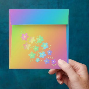 Personalized Bright Rainbow with Flowers Envelopes