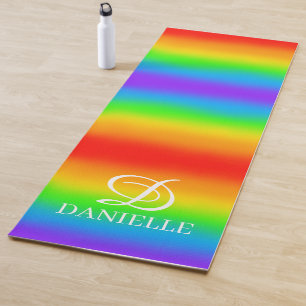 Personalized Bright Rainbow Yoga Mat