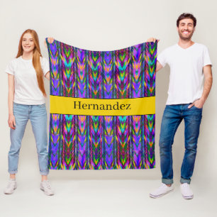Personalized bright southwest chevron pattern fleece blanket