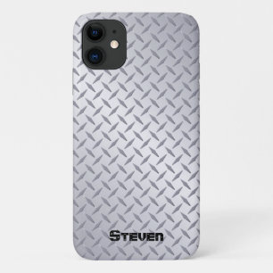 Personalized Bright Steel Diamond Plate iPhone 11 Case