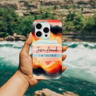 Personalized Bright Watercolor Colourful Stripe iPhone 15 Pro Case