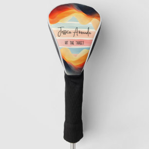 Personalized Bright Watercolor Colourful Stripe Golf Head Cover