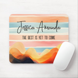 Personalized Bright Watercolor Colourful Stripe Mouse Pad