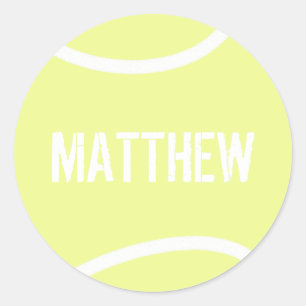 Personalized Bright Yellow Tennis Ball Classic Round Sticker