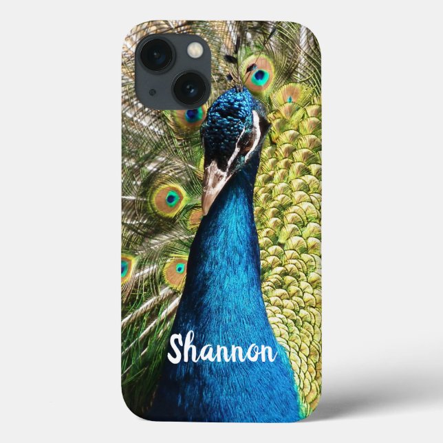 Personalized Brilliant Blue Peacock Case-Mate iPhone Case (Back)
