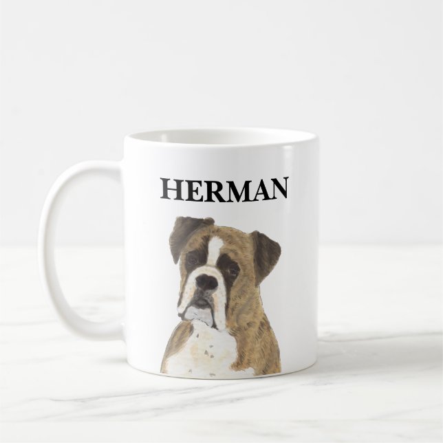 Personalized Brindle Boxer Dog Beverage Coaster Coffee Mug (Left)