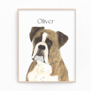 Personalized Brindle Boxer Dog  Photo Print