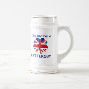 Personalized British Kiss Me I'm Battersby Beer Stein