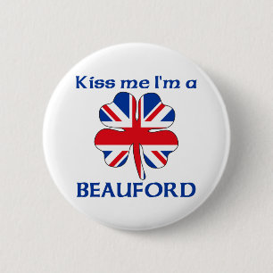 Personalized British Kiss Me I'm Beauford 2 Inch Round Button