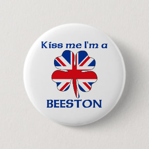 Personalized British Kiss Me I'm Beeston 2 Inch Round Button