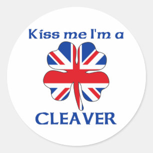 Personalized British Kiss Me I'm Cleaver Classic Round Sticker