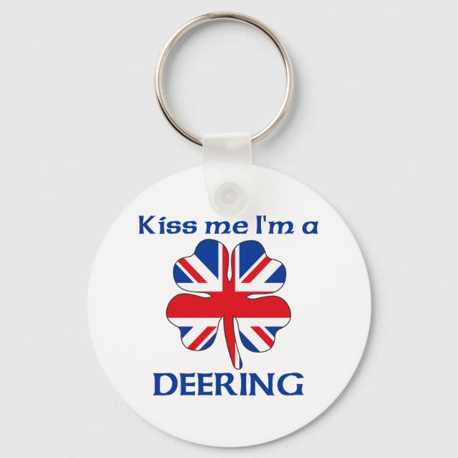Personalized British Kiss Me I'm Deering Keychain (Front)