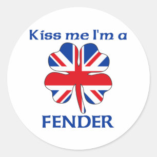 Personalized British Kiss Me I'm Fender Classic Round Sticker