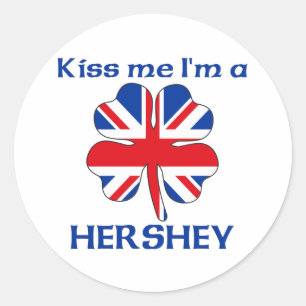 Personalized British Kiss Me I'm Hershey Classic Round Sticker