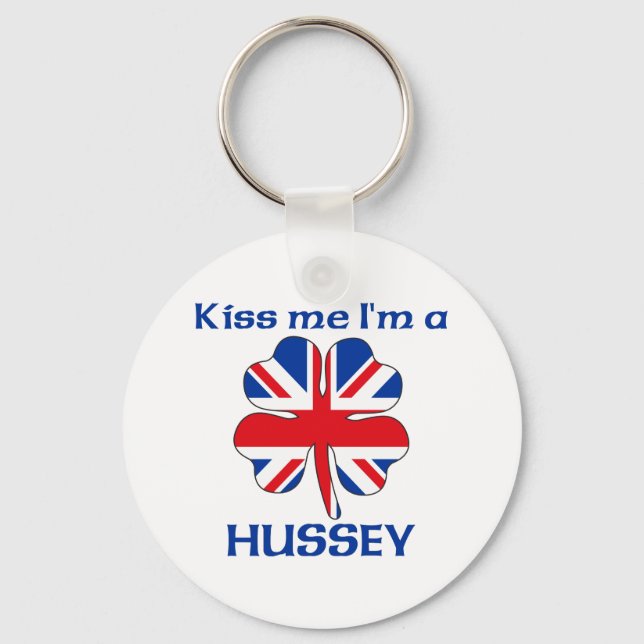 Personalized British Kiss Me I'm Hussey Keychain (Front)