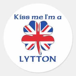 Personalized British Kiss Me I'm Lytton Classic Round Sticker