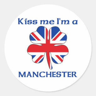 Personalized British Kiss Me I'm Manchester Classic Round Sticker