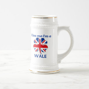 Personalized British Kiss Me I'm Wale Beer Stein