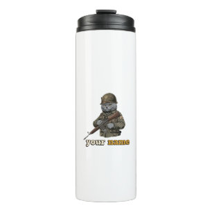 Personalized British Shorthair Military Cat Thermal Tumbler
