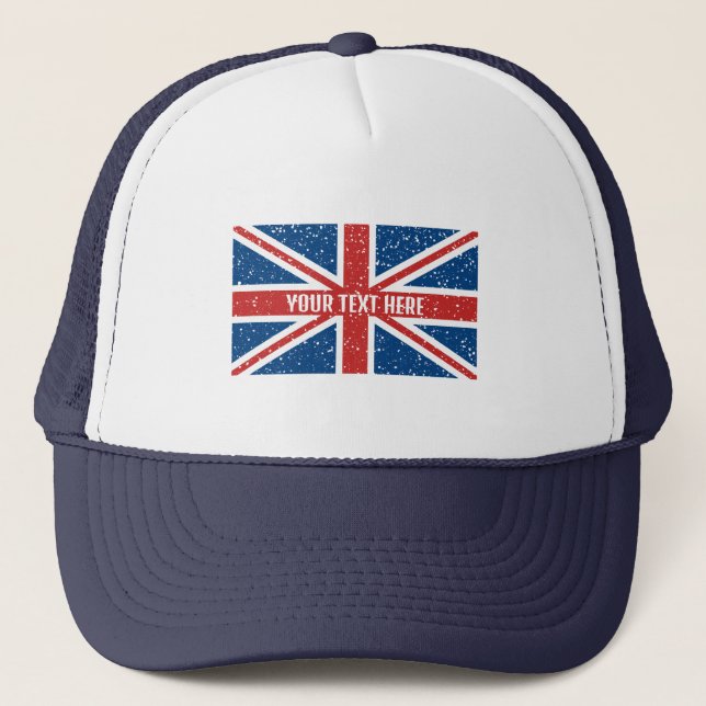 Personalized British Union Jack flag T-Shirt Trucker Hat (Front)
