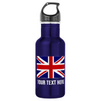 Personalized British Union Jack flag water bottles